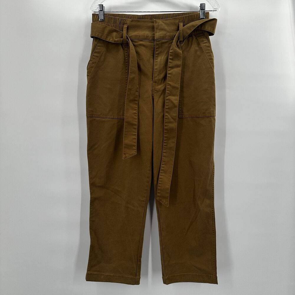 Cabi 5693 Pants Womens 4 Tan Discovery Trouser Crop Belted High‎ Rise Paperbag